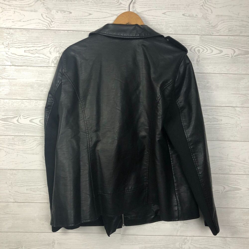 NWT Lane Bryant Women's 18/20 Faux Leather Moto Jacket Zip Front Black Long Slv - Picture 5 of 7
